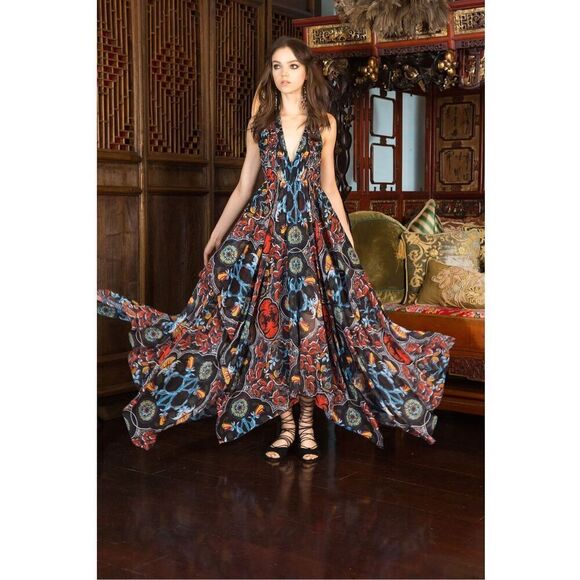 Alice + Olivia Goddess abstract pattern maxi dress 8 - Picture 1 of 14